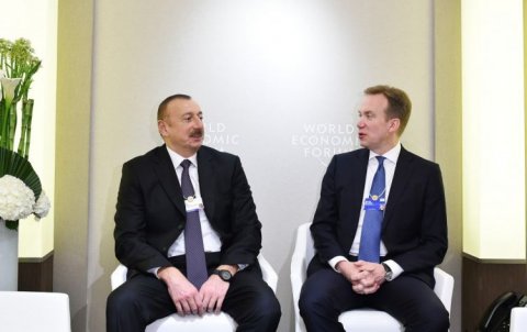 İlham Əliyev Dünya İqtisadi Forumunun prezidenti ilə görüşüb