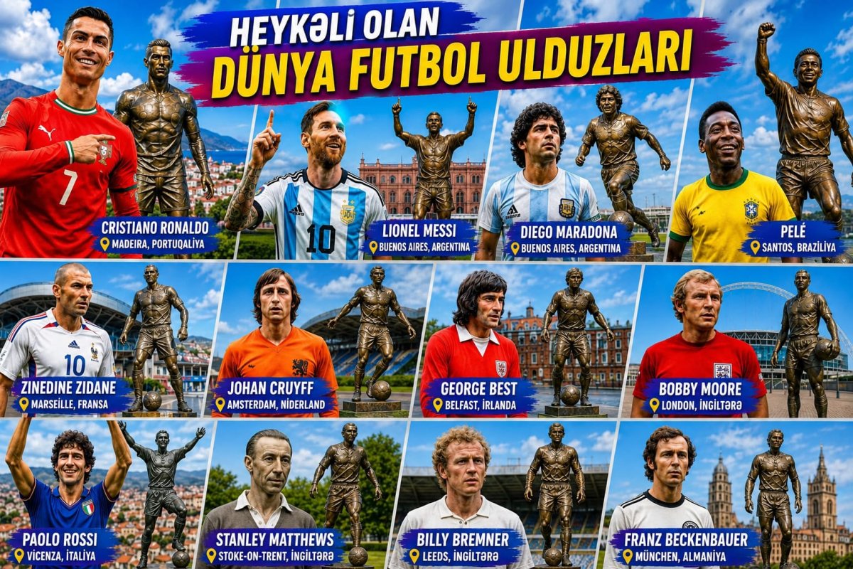  Heykəlləşən futbolçular: Məşhur oyunçulardan kimlərə heykəl qoyulub?