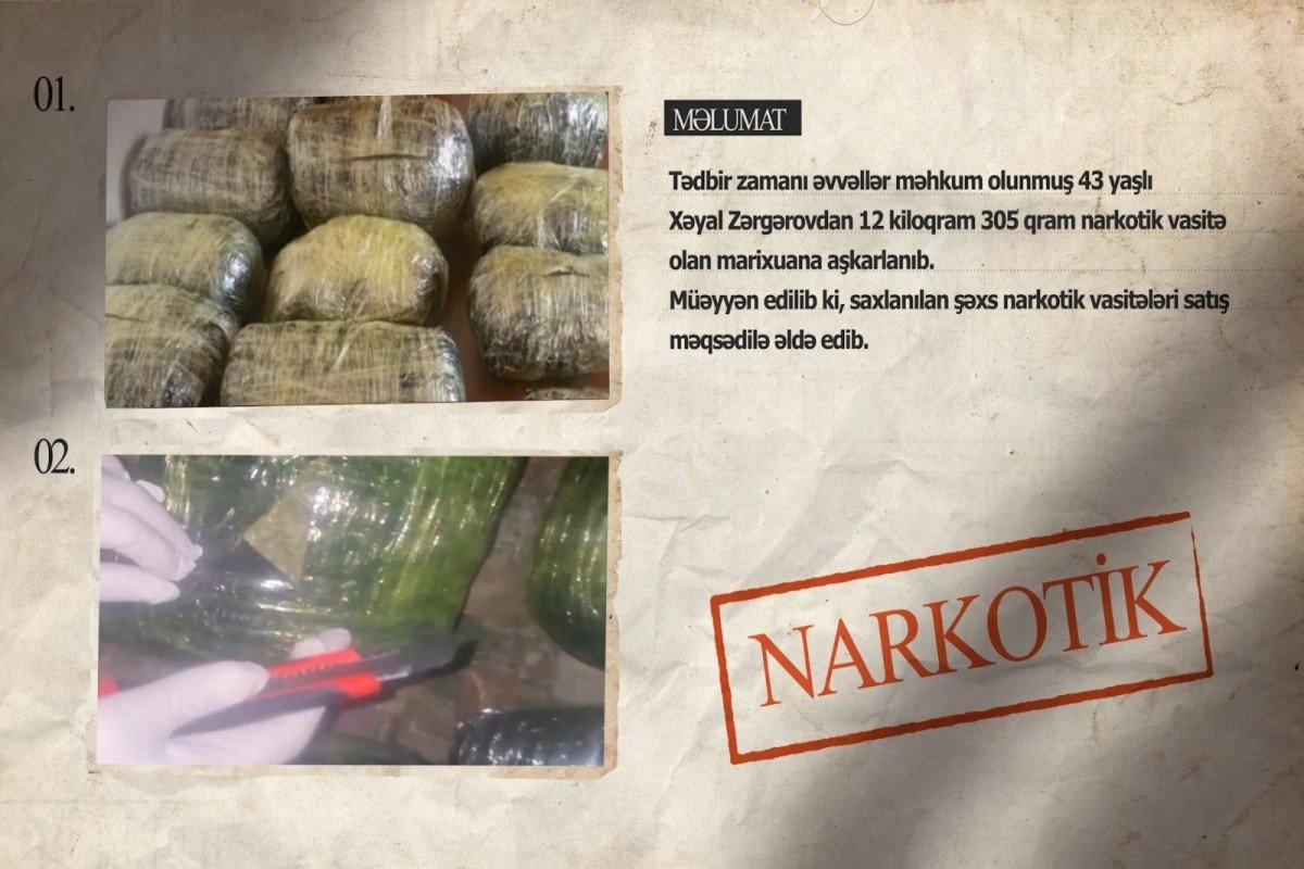 12 kiloqramdan çox narkotik dövriyyədən çıxarılıb