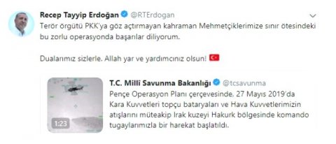 Türkiyə ordusu İraqa girdi - Ərdoğan "Pəncə" əməliyyatı ilə bağlı mesaj verdi Türkiyə ordusu İraqa girdi - Ərdoğan "Pəncə" əməliyyatı ilə bağlı mesaj verdi