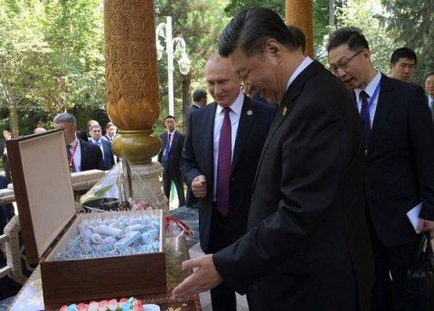Putin Çin liderinə tort və dondurma bağışlayıb
