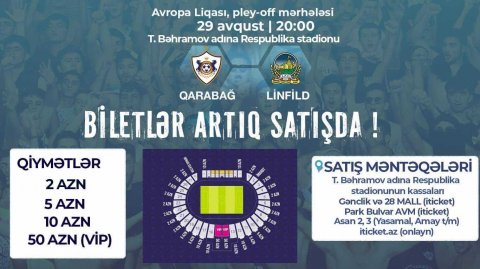 "Qarabağ"ın Avropa Liqasındakı oyununun bileti 2 manata satılır