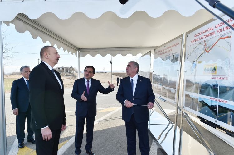 Prezident İlham Əliyev Qazax rayonunda avtomobil yolunun açılışında iştirak edib