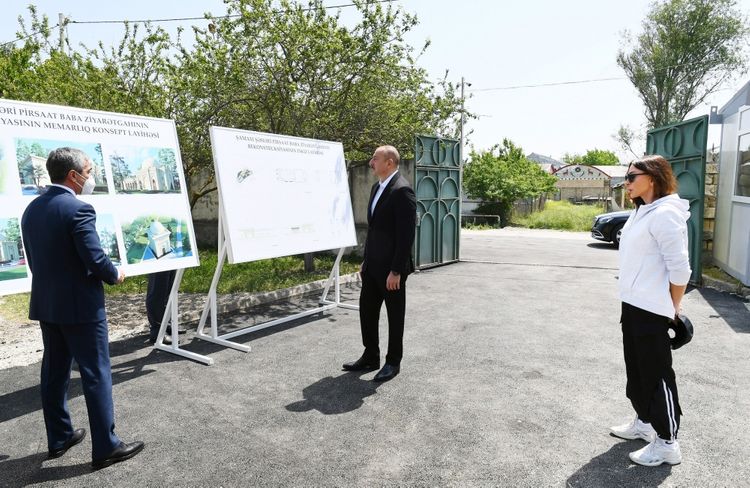 Prezident Şamaxıda Pirsaat Baba ziyarətgahında: görülən işlərlə bağlı məlumat verilib