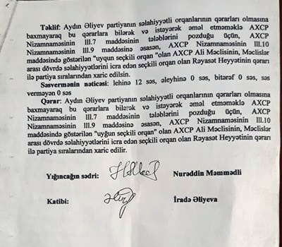 Məhkəmə qərar verdi: Əli Kərimlinin AXCP-dən kənarlaşdırdığı şəxs NTK sədri vəzifəsinə qaytarılacaq Məhkəmə qərar verdi: Əli Kərimlinin AXCP-dən kənarlaşdırdığı şəxs NTK sədri vəzifəsinə qaytarılacaq