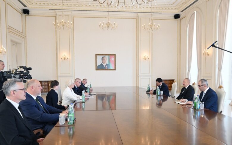 Prezident İlham Əliyev Latviya parlamentinin sədrini qəbul edib 