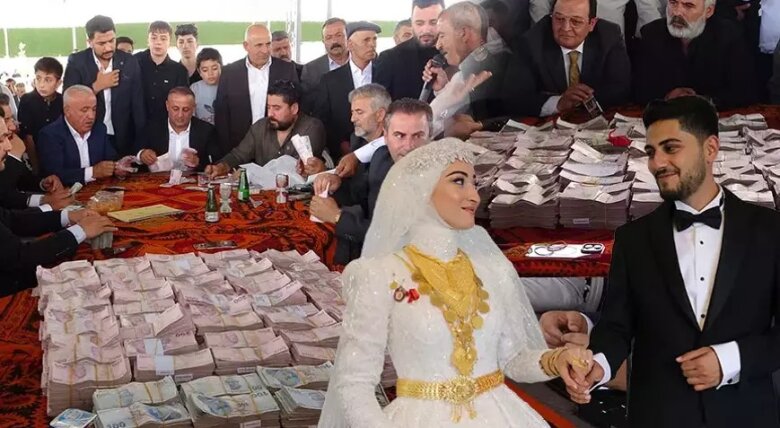 Gəlinə 1,5 kq qızıl, bəyə 7,5 milyon lirə hədiyyə olunub