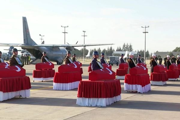 Təyyarə qəzasında şəhid olan hərbçilərlə Ankarada vida mərasimi keçirilib