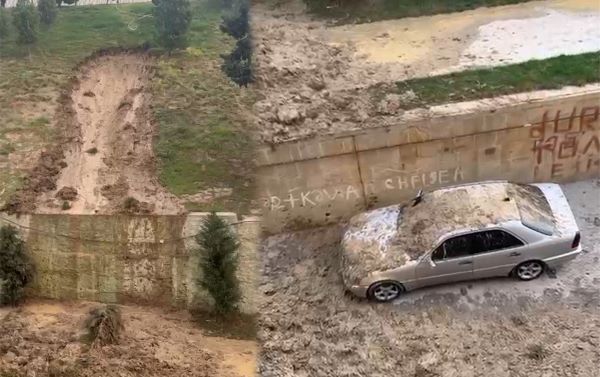 Bakıda poliklinikanın həyətində torpaq sürüşməsi olub